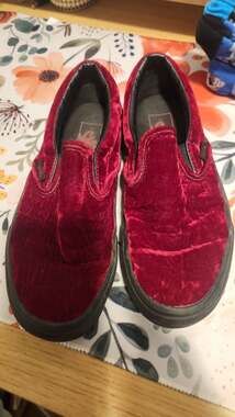 Vans Classic Slip-On Velvet Oxblood Black Shoes